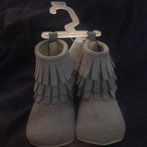 New! Grey fringed boots.